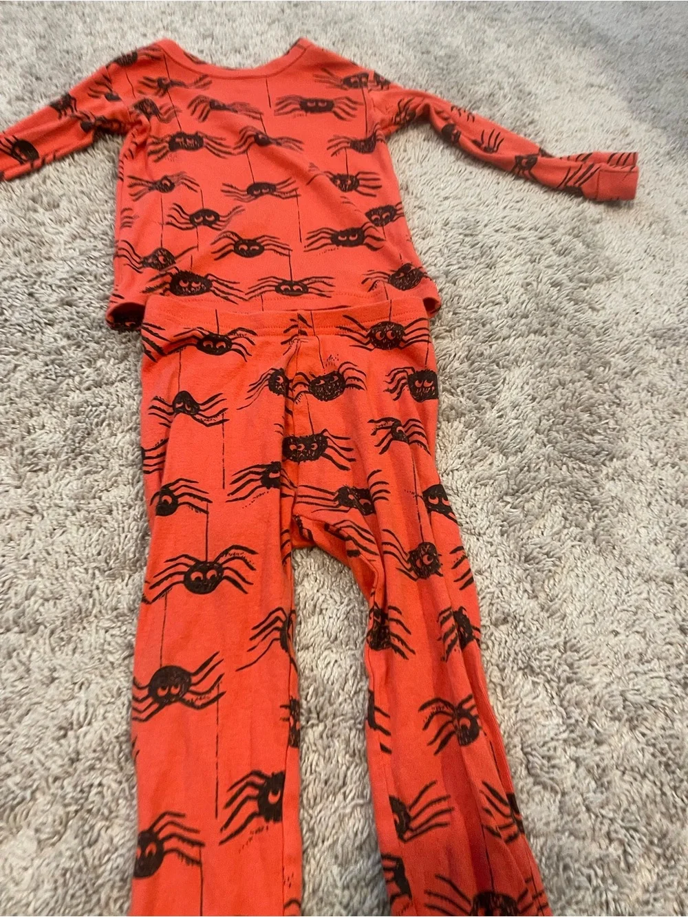 Kids Orange Spider-Print Pajama Set